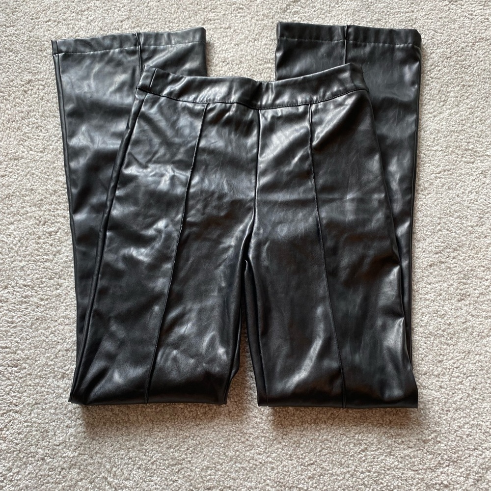 Princess Polly high waisted flared leather pants